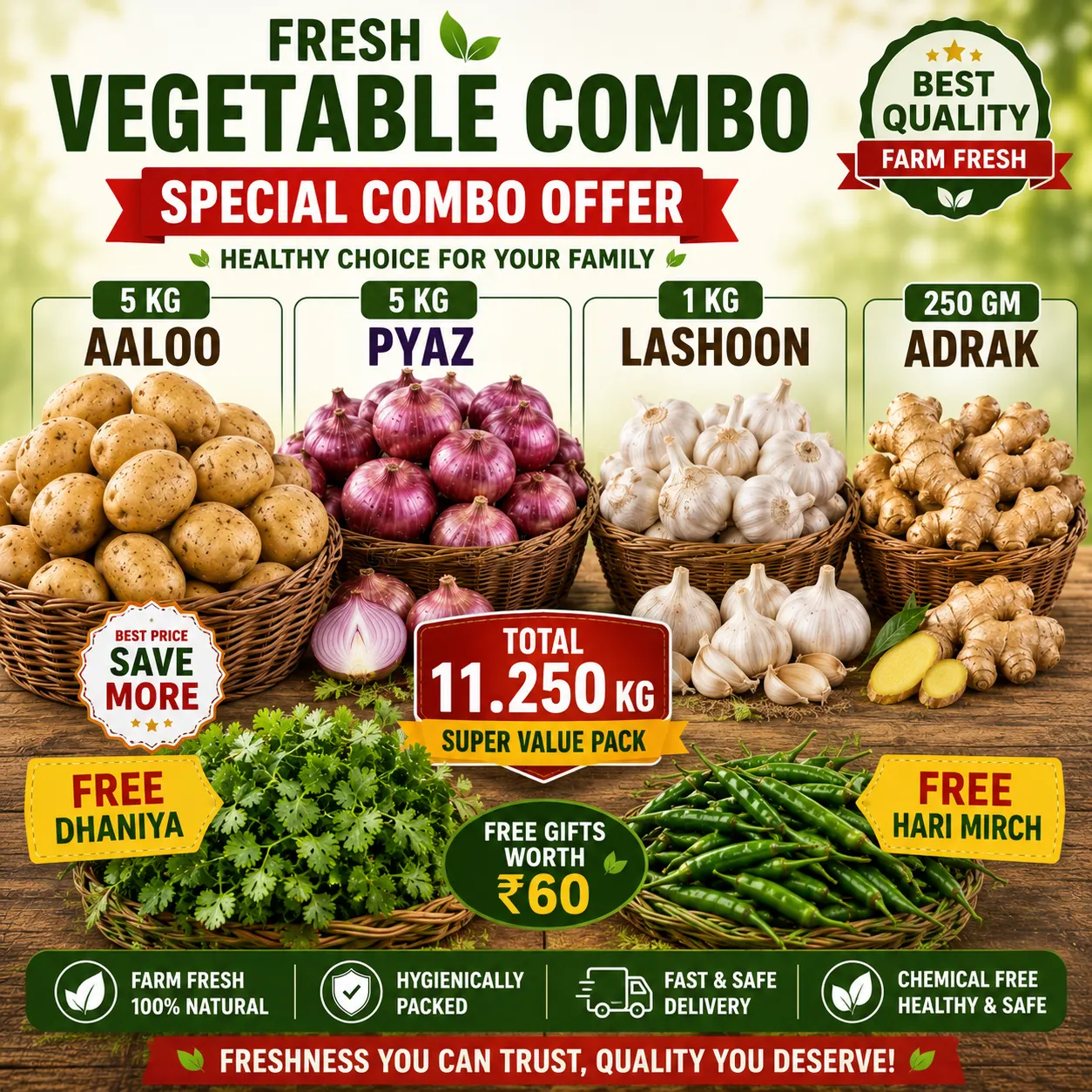 🥔 Kitchen Essential Family Combo 🧅🧄